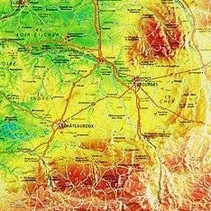 Carte en relief - Centre (Val de loire) - 31 x 42 cm | Relief Editions carte en relief Reliefs Editions