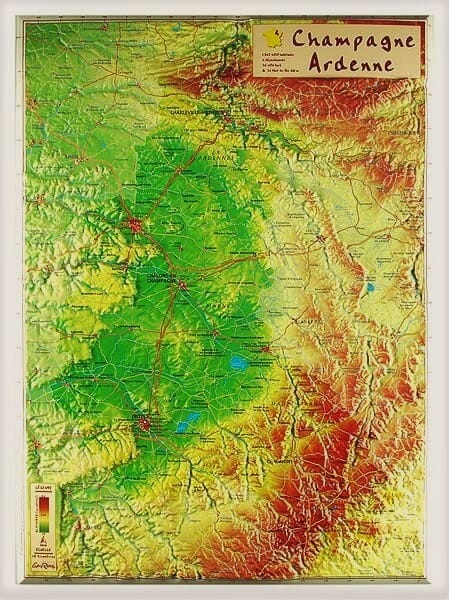Carte en relief petit format - Champagne Ardenne - 31 x 42 cm carte en relief Reliefs Editions 