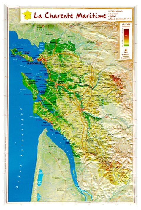 Carte en relief petit format - Charente-Maritime - 32,1 X 22 cm carte en relief Reliefs Editions Default Title