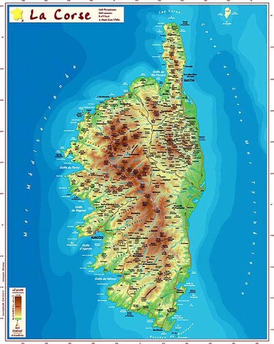 Carte en relief petit format - Corse - 32,6 X 20,2 cm carte relief petit format Reliefs Editions 