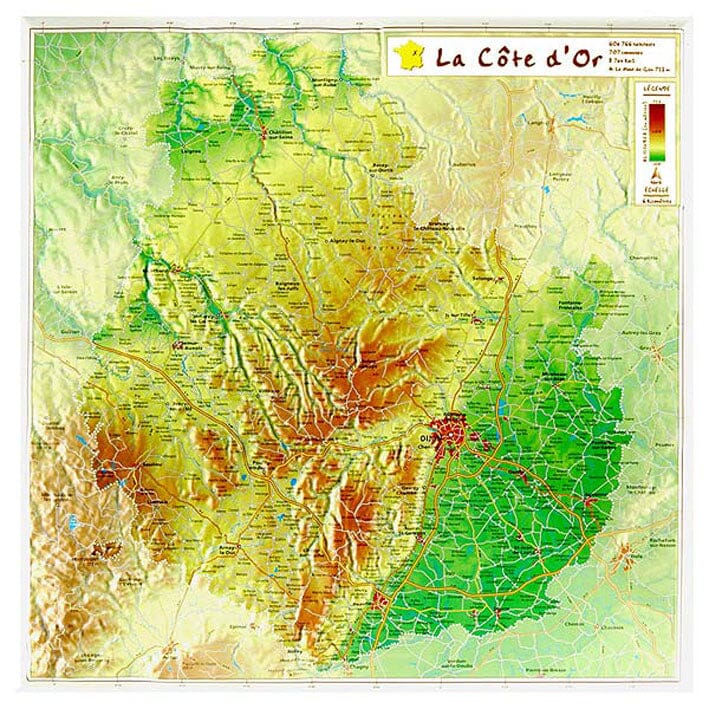 Carte en relief petit format - Côte d'Or - 32 X 31,6 cm carte relief petit format Reliefs Editions 