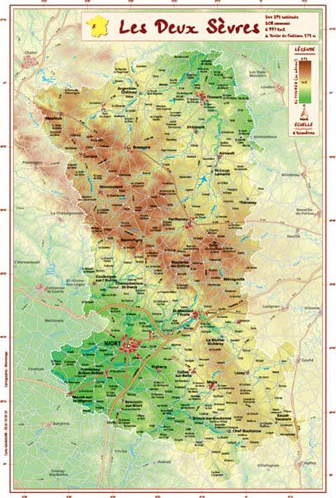 Carte en relief - Deux-Sèvres - 31 X 21 cm | Relief Editions carte en relief Reliefs Editions Default Title