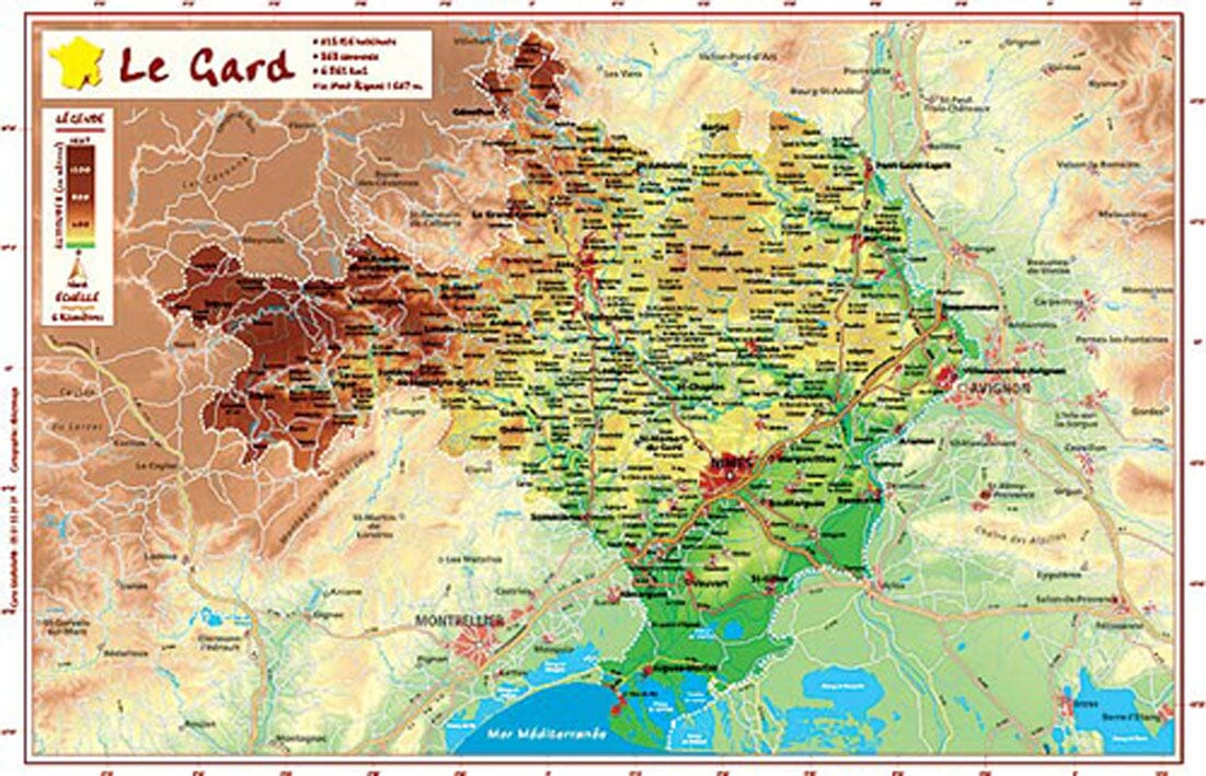 Carte en relief petit format - Gard - 21,6 X 31,6 cm carte en relief Reliefs Editions Default Title