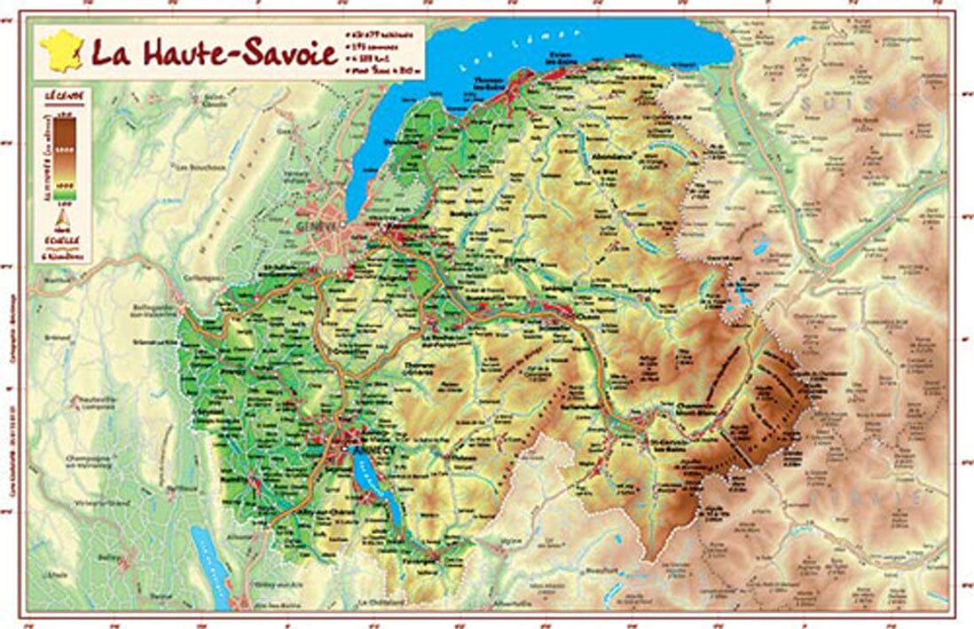 Carte en relief - Haute-Savoie - 21 X 31 cm | Relief Editions carte en relief Reliefs Editions Default Title
