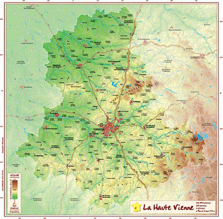 Carte en relief petit format - Haute-Vienne - 31,5 X 31,5 cm carte en relief Reliefs Editions Default Title