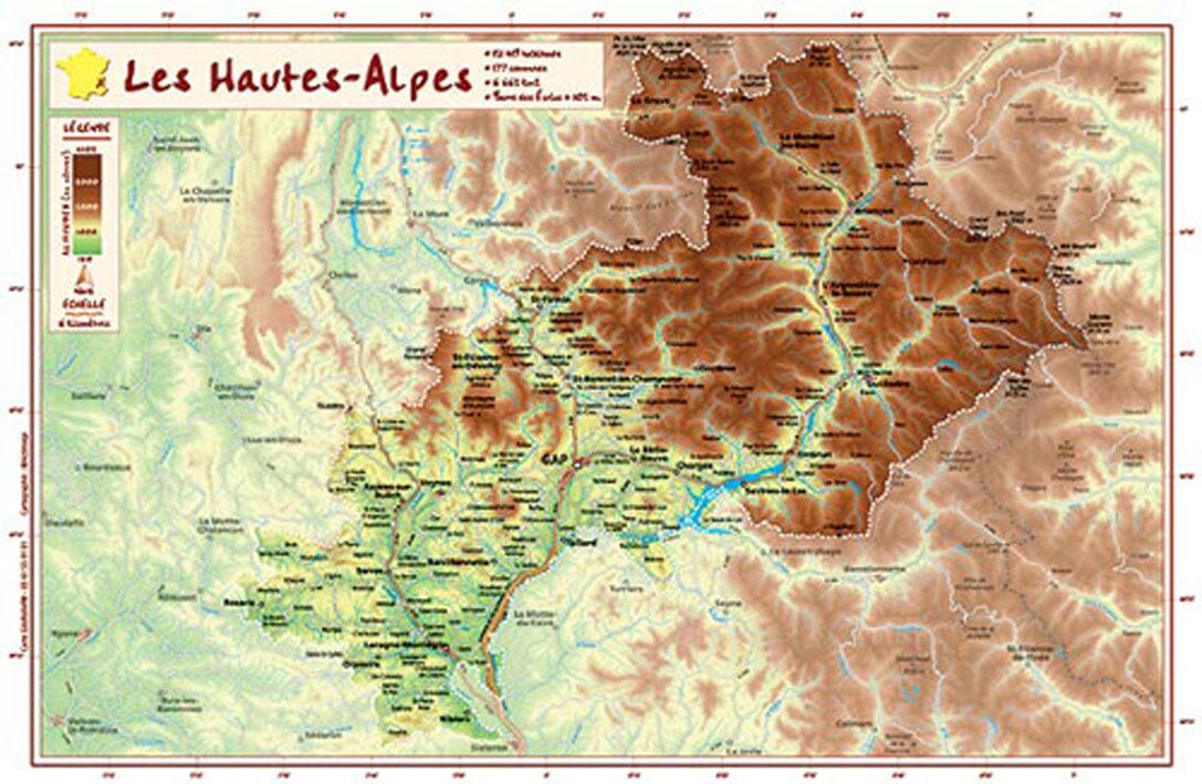 Carte en relief - Hautes-Alpes - 21 x 31 cm | Relief Editions carte en relief Reliefs Editions Default Title