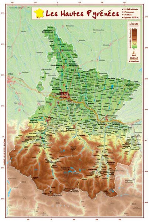 Carte en relief petit format - Hautes-Pyrénées - 31,5 X 21,5 cm carte relief petit format Reliefs Editions 
