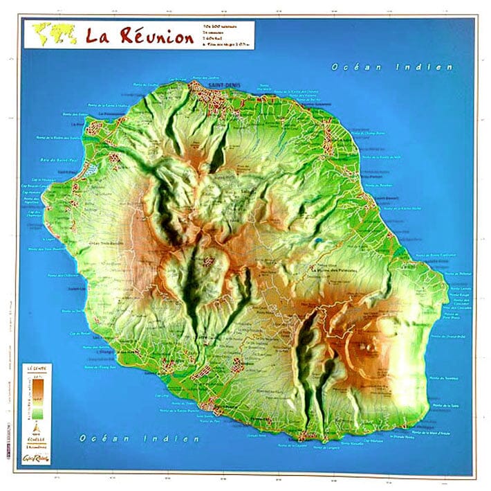 Carte en relief - Ile de la Réunion - 31 X 31 cm | Relief Editions carte en relief Reliefs Editions Default Title