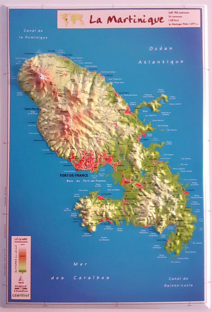 Carte en relief petit format - La Martinique - 21 X 31 cm carte relief petit format Reliefs Editions 