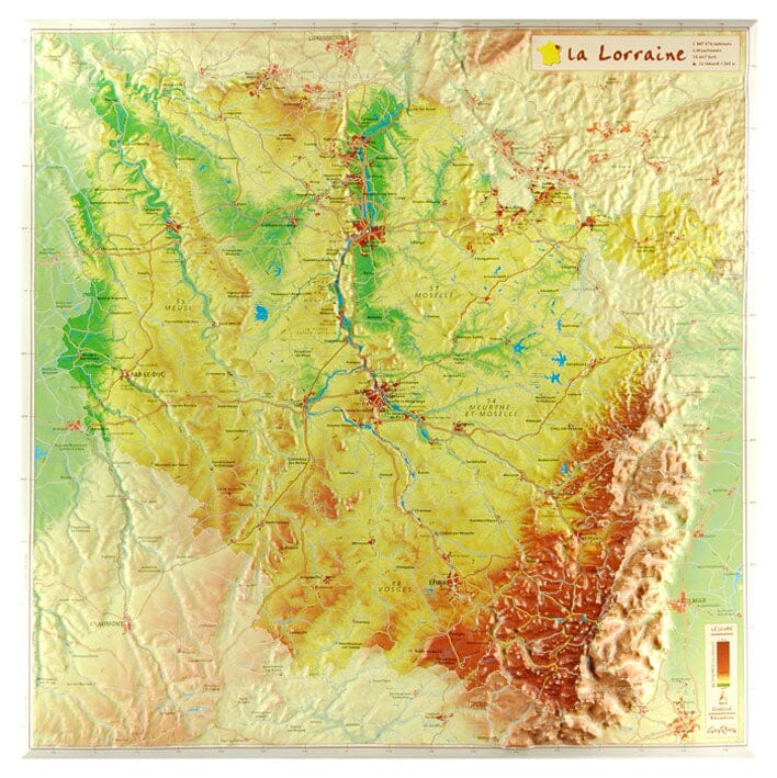 Carte en relief petit format - Lorraine - 42 X 42 cm carte en relief Reliefs Editions Default Title