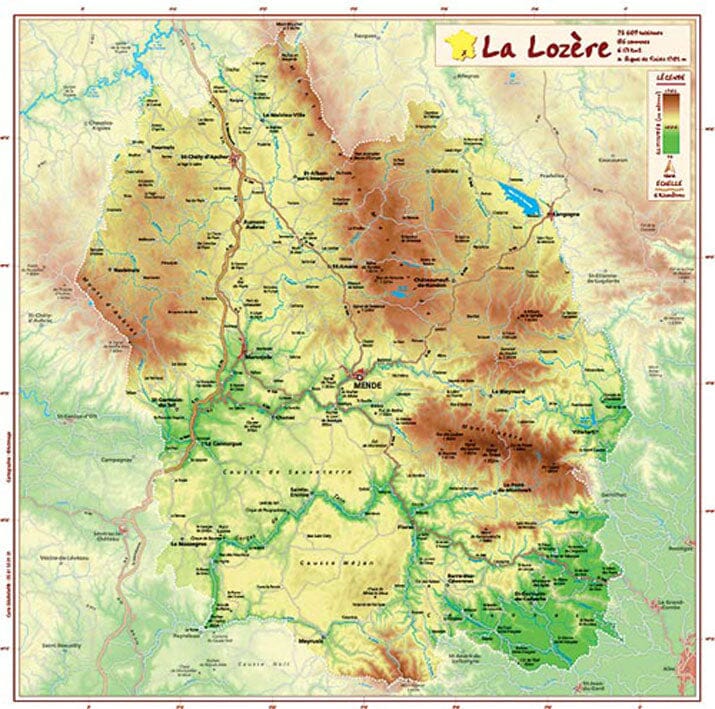 Carte en relief petit format - Lozère - 32,1 X 31,9 cm carte relief petit format Reliefs Editions 