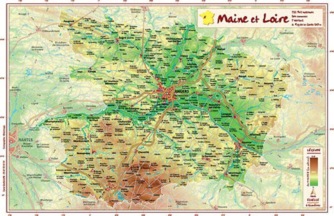 Carte en relief petit format - Maine-et-Loire - 22 X 31,5 cm carte en relief Reliefs Editions Default Title