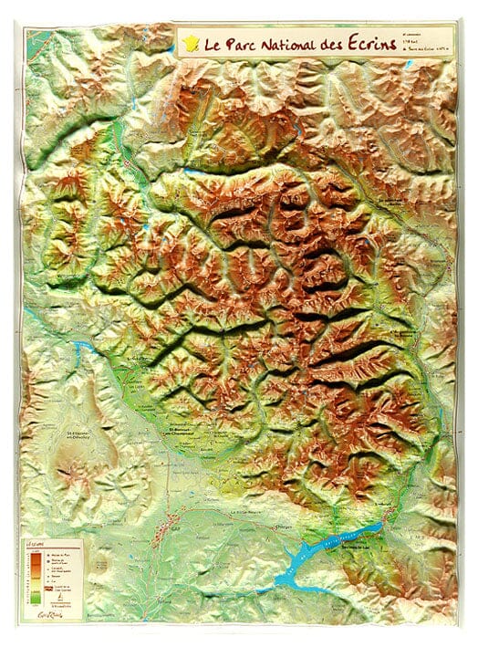 Carte en relief petit format - Massif des Ecrins - 42 X 31 cm carte relief petit format Reliefs Editions 