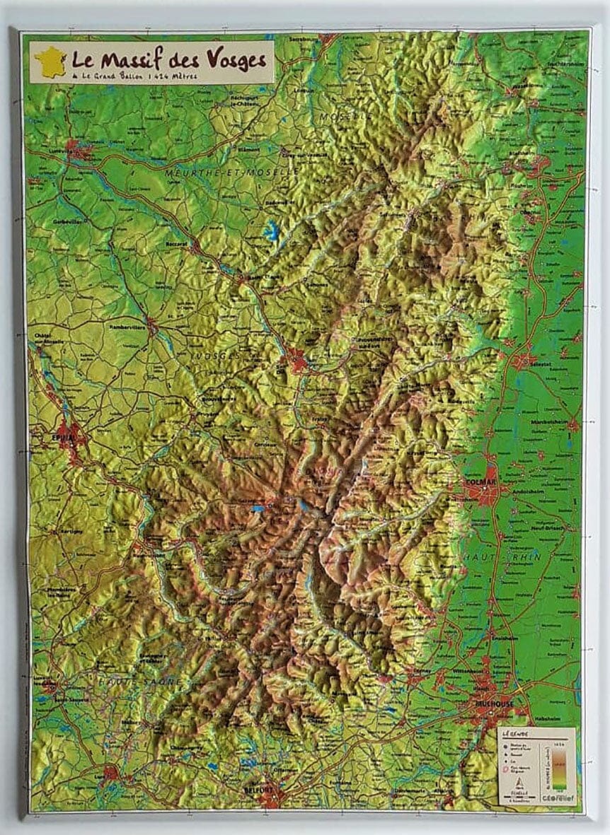 Carte en relief - Massif des Vosges - 42 X 31 cm | Relief Editions carte en relief Reliefs Editions Default Title