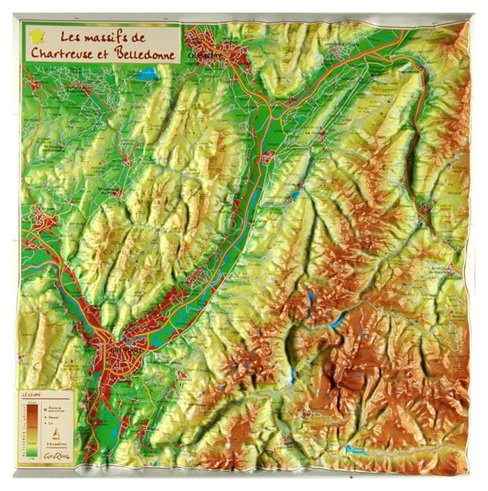 Carte en relief petit format - Massifs de la Chartreuse et du Belledonne - 31 x 31 cm carte relief petit format Reliefs Editions 