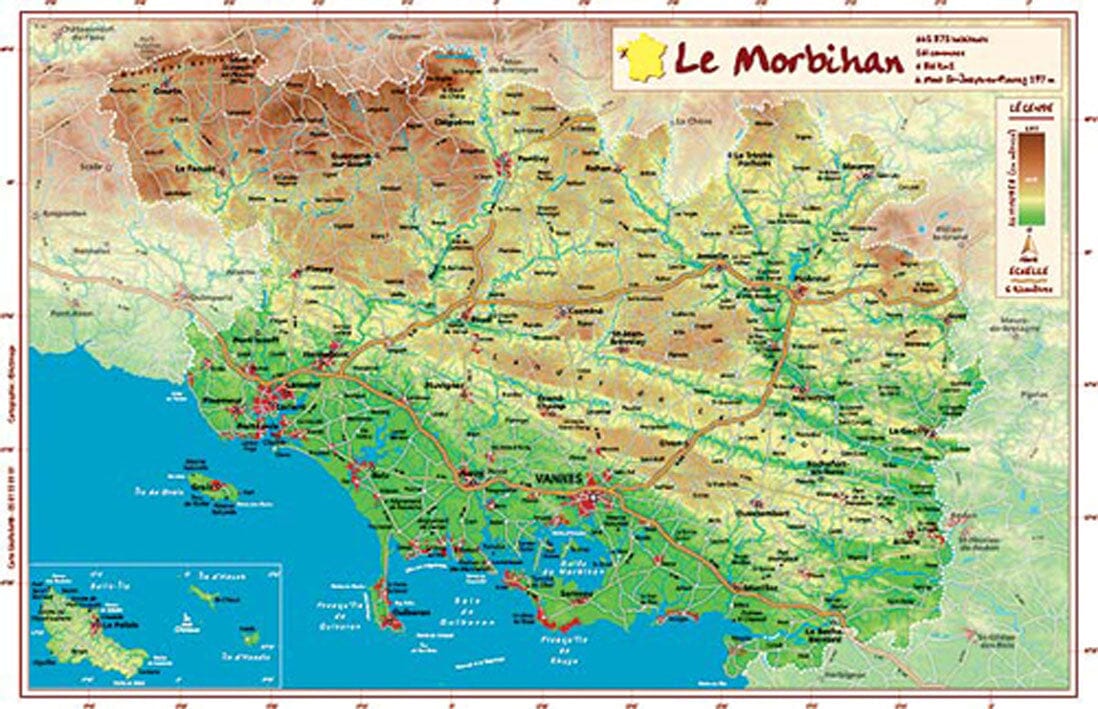 Carte en relief - Morbihan - 21 x 31 cm | Relief Editions carte en relief Reliefs Editions Default Title