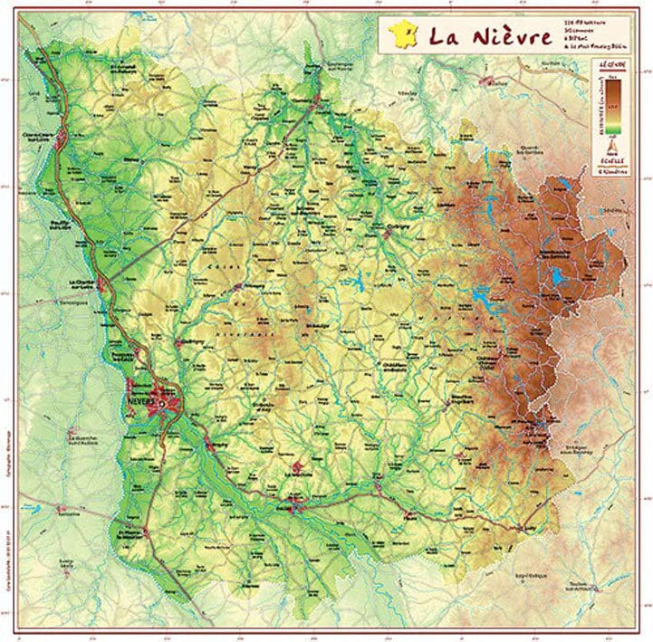 Carte en relief petit format - Nièvre - 31,5 X 31,9 cm carte en relief Reliefs Editions Default Title