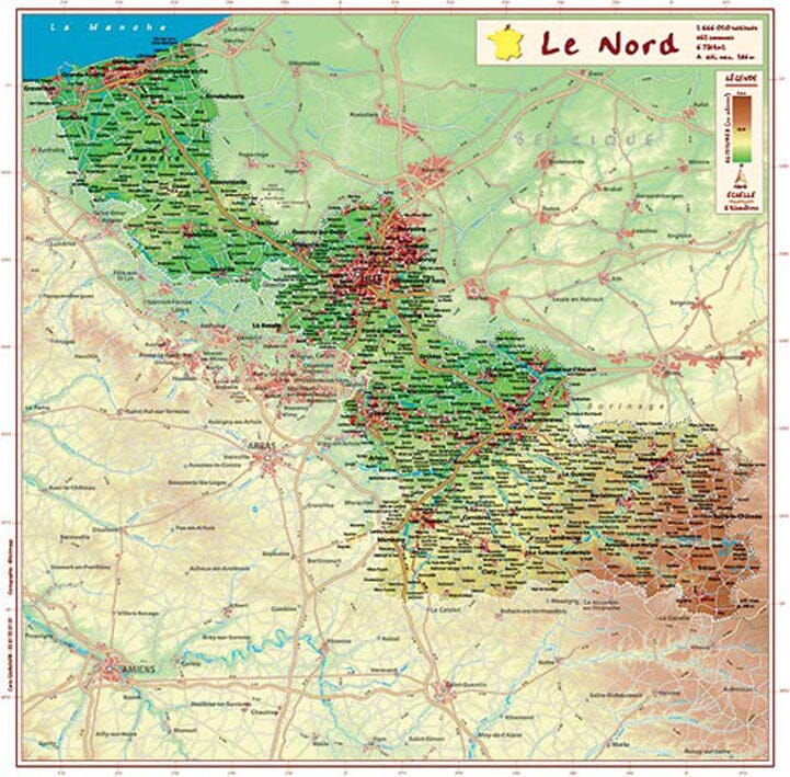 Carte en relief - Nord - 31 x 31 cm | Relief Editions carte en relief Reliefs Editions Default Title