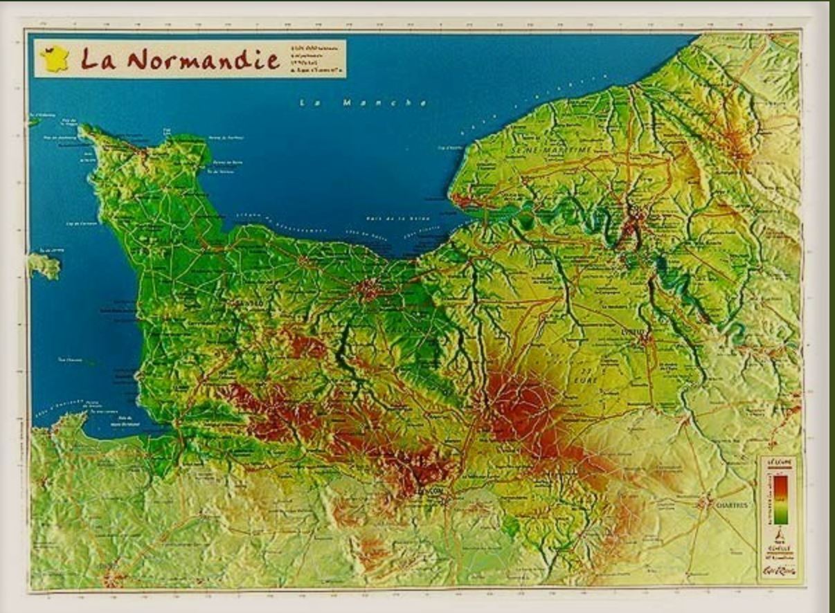 Carte en relief - Normandie - 31 x 42 cm | Relief Editions carte en relief Reliefs Editions