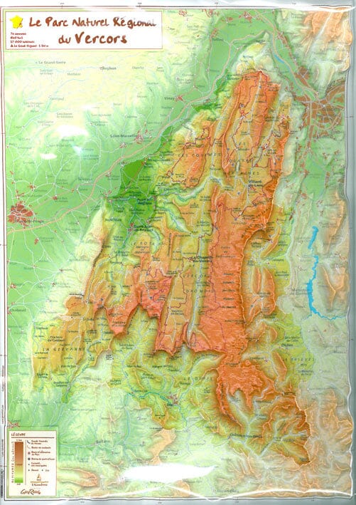 Carte en relief petit format - Parc naturel régional du Vercors - 42 X 31 cm carte en relief Reliefs Editions Default Title