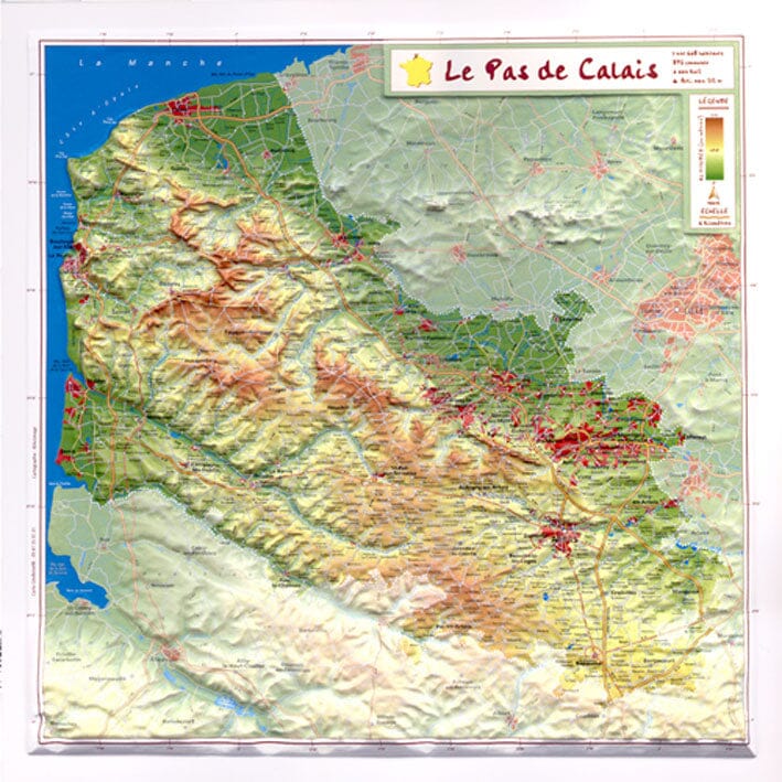 Carte en relief petit format - Pas-de-Calais - 31,7 X 31,6 cm carte en relief Reliefs Editions Default Title