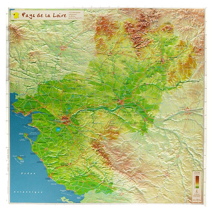 Carte en relief petit format - Pays de la Loire - 42,5 X 42,5 cm carte en relief Reliefs Editions Default Title