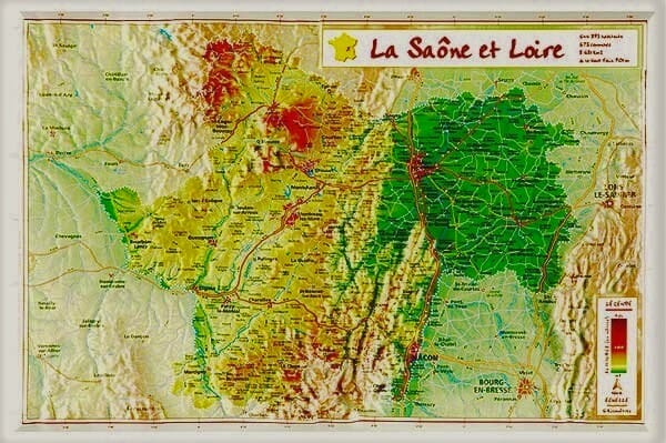 Carte en relief - Saône-et-Loire - 21 x 31 cm | Relief Editions carte en relief Reliefs Editions