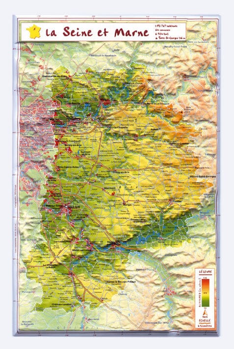 Carte en relief petit format - Seine-et- Marne - 31,4 X 21,8 cm carte en relief Reliefs Editions Default Title
