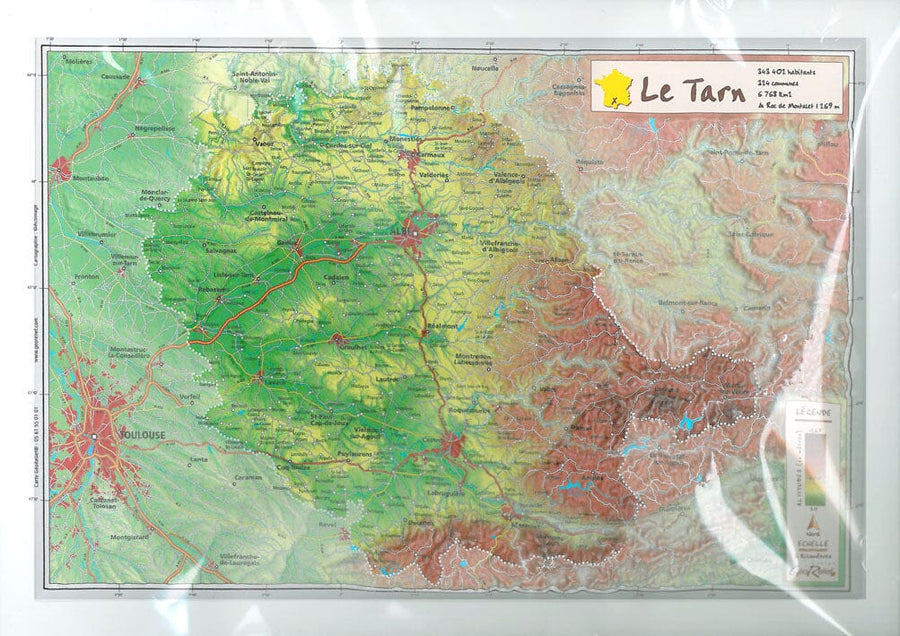 Carte en relief petit format - Tarn - 21,8 X 31,5 cm carte relief petit format Reliefs Editions 