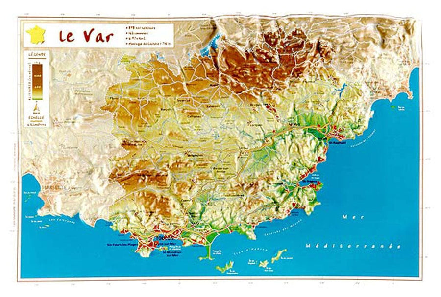 Carte en relief petit format - Var - 21,9 X 32 cm carte relief petit format Reliefs Editions 