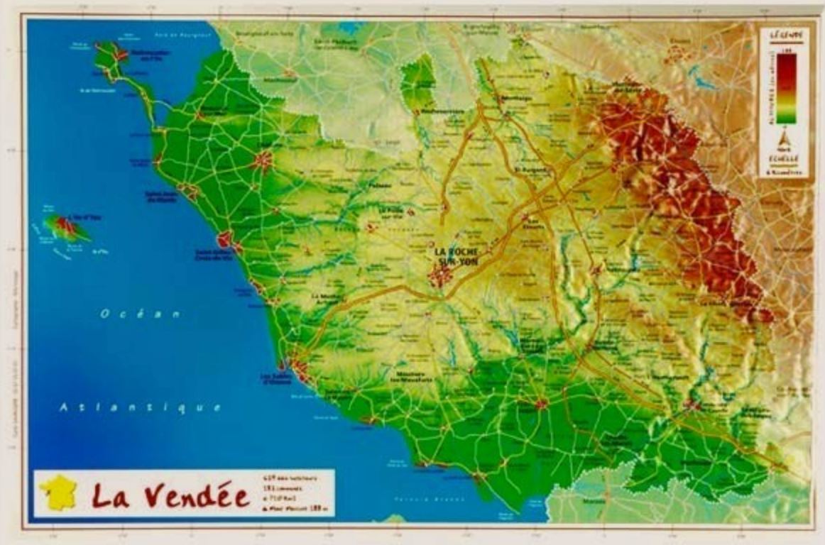 Carte en relief petit format - Vendée - 21,7 X 31,5 cm carte en relief Reliefs Editions