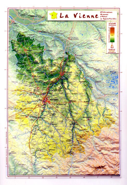 Carte en relief petit format - Vienne - 31,5 X 21,7 cm carte en relief Reliefs Editions Default Title