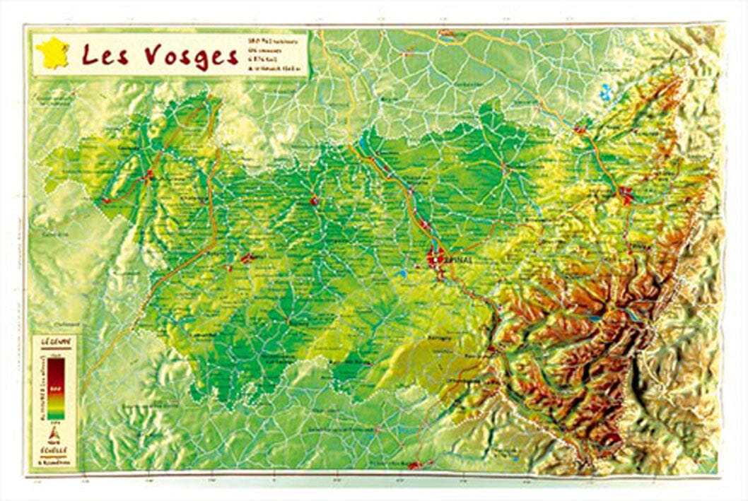 Carte en relief petit format - Vosges - 21,9 X 31,8 cm carte en relief Reliefs Editions Default Title