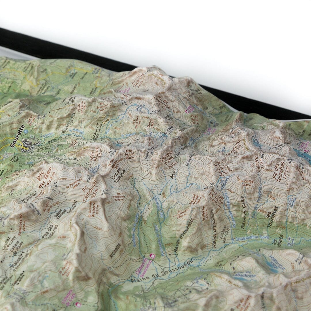 Carte en relief - Pic du Midi d'Ossau - 70 x 50 x 6,5 cm | Dénivelés Editions carte en relief Dénivelés Editions 