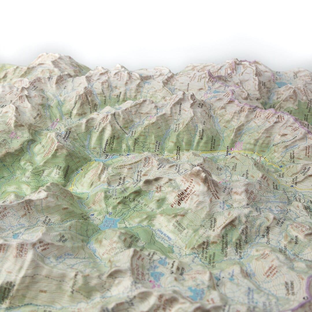 Carte en relief - Pic du Midi d'Ossau - 70 x 50 x 6,5 cm | Dénivelés Editions carte en relief Dénivelés Editions 