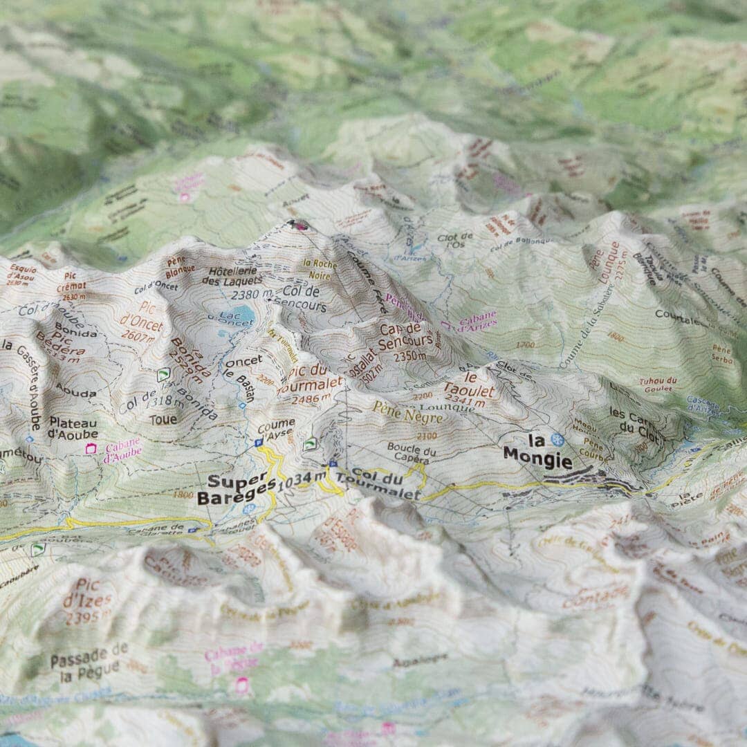 Carte en relief - Pic du Midi de Bigorre - 70 x 50 x 6,5 cm | Dénivelés Editions carte en relief Dénivelés Editions 