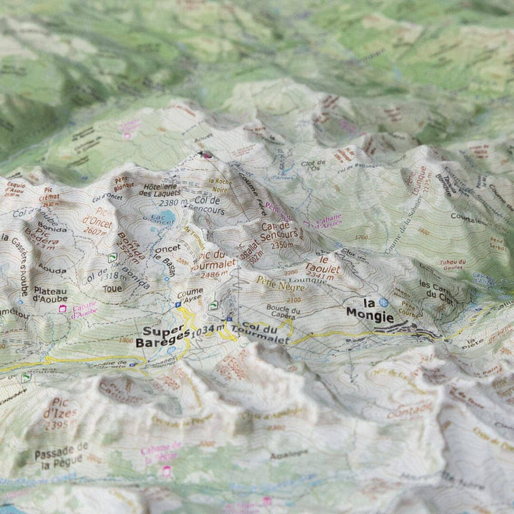 Carte en relief - Pic du Midi de Bigorre - 70 x 50 x 6,5 cm | Dénivelés Editions carte en relief Dénivelés Editions 