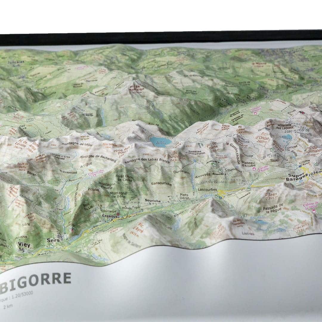 Carte en relief - Pic du Midi de Bigorre - 70 x 50 x 6,5 cm | Dénivelés Editions carte en relief Dénivelés Editions 
