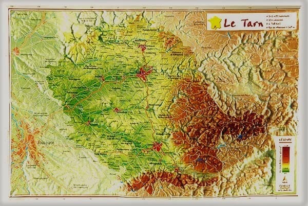 Carte en relief - Tarn - 21 x 31 cm | Relief Editions carte en relief Reliefs Editions 