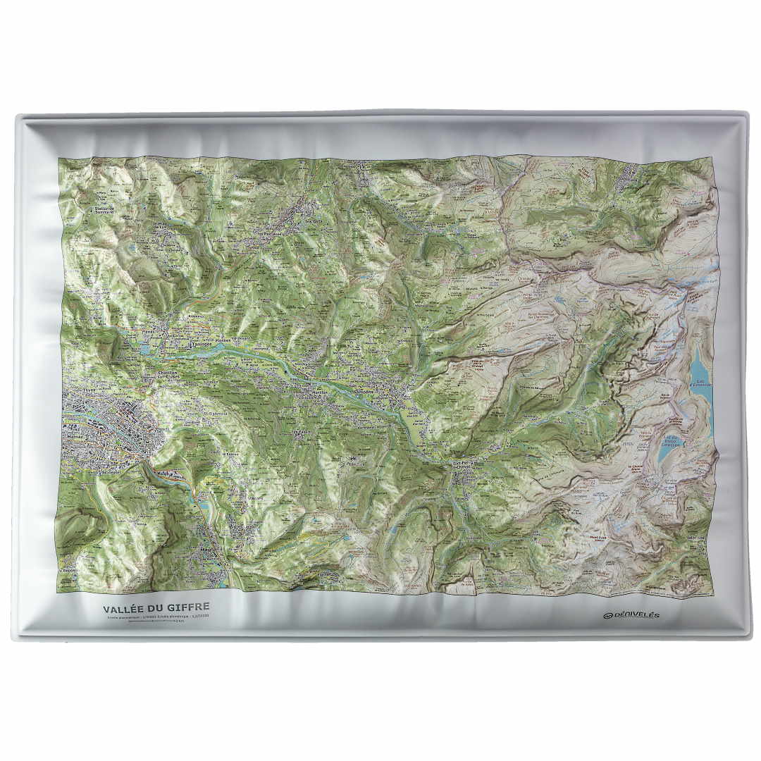 Carte en relief - Vallée du Giffre - 70 x 50 x 7 cm | Dénivelés Editions carte en relief Dénivelés Editions Default Title