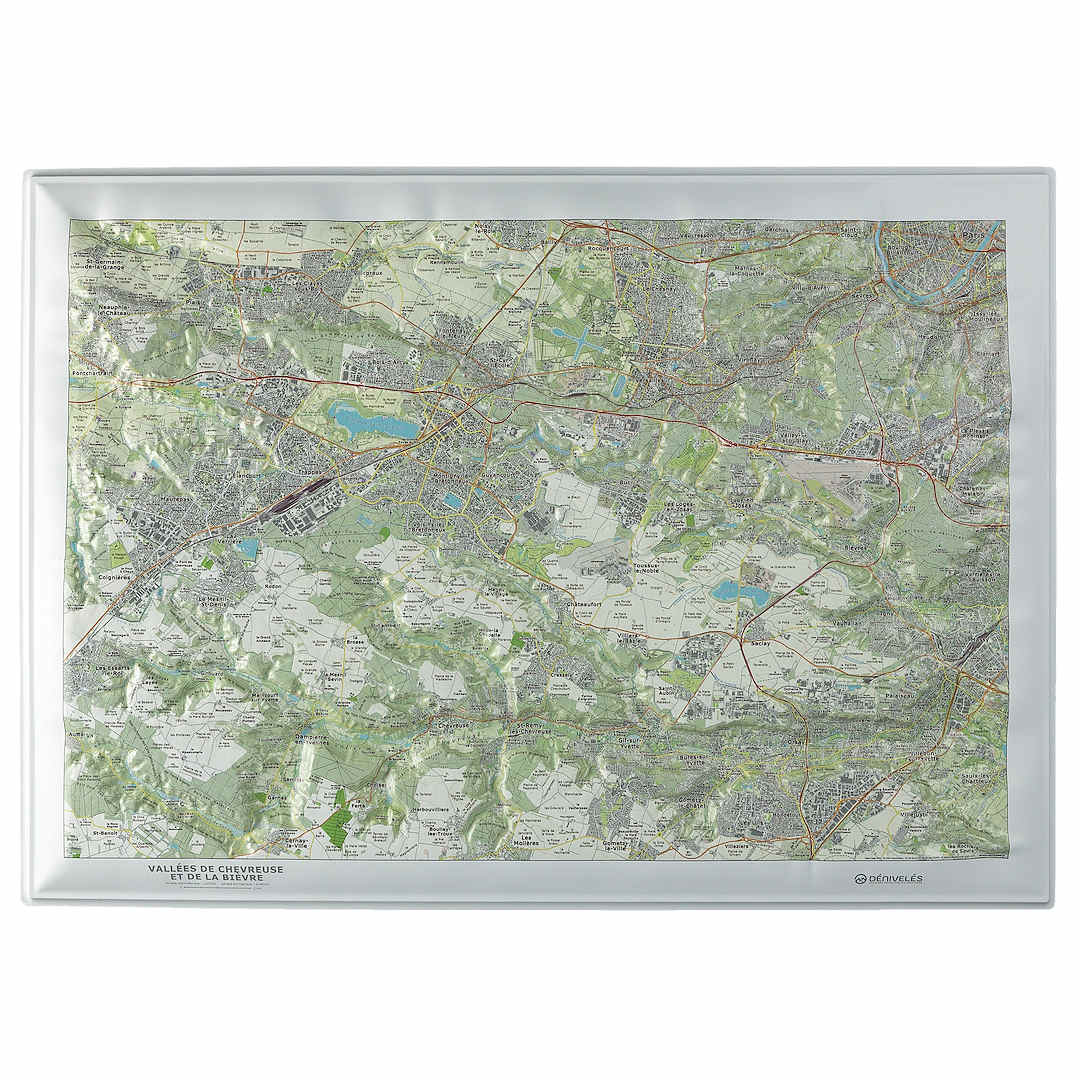 Carte en relief - Vallées de Chevreuse et de la Bièvre - 70 x 50 x 2 cm | Dénivelés Editions carte en relief Dénivelés Editions Default Title