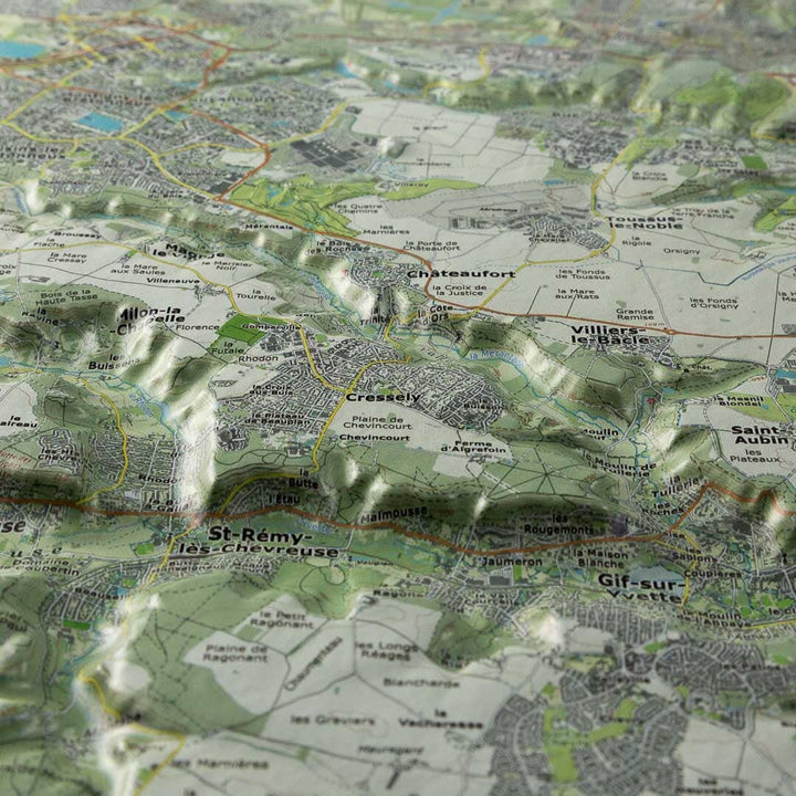 Carte en relief - Vallées de Chevreuse et de la Bièvre - 70 x 50 x 2 cm | Dénivelés Editions carte en relief Dénivelés Editions 