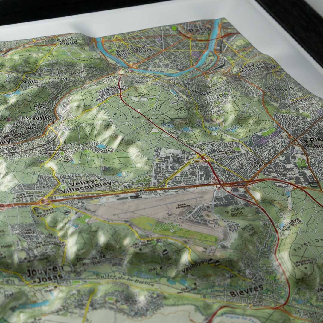Carte en relief - Vallées de Chevreuse et de la Bièvre - 70 x 50 x 2 cm | Dénivelés Editions carte en relief Dénivelés Editions 