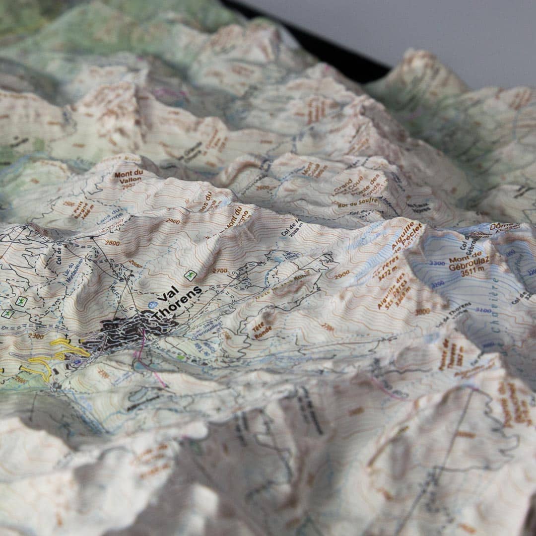 Carte en relief - Vanoise : Les 3 Vallées - 50 x 70 x 7 cm | Dénivelés Editions carte en relief Dénivelés Editions 