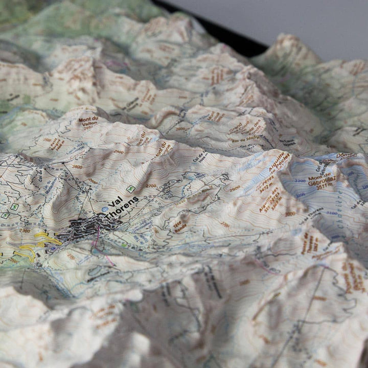 Carte en relief - Vanoise : Les 3 Vallées - 50 x 70 x 7 cm | Dénivelés Editions carte en relief Dénivelés Editions 