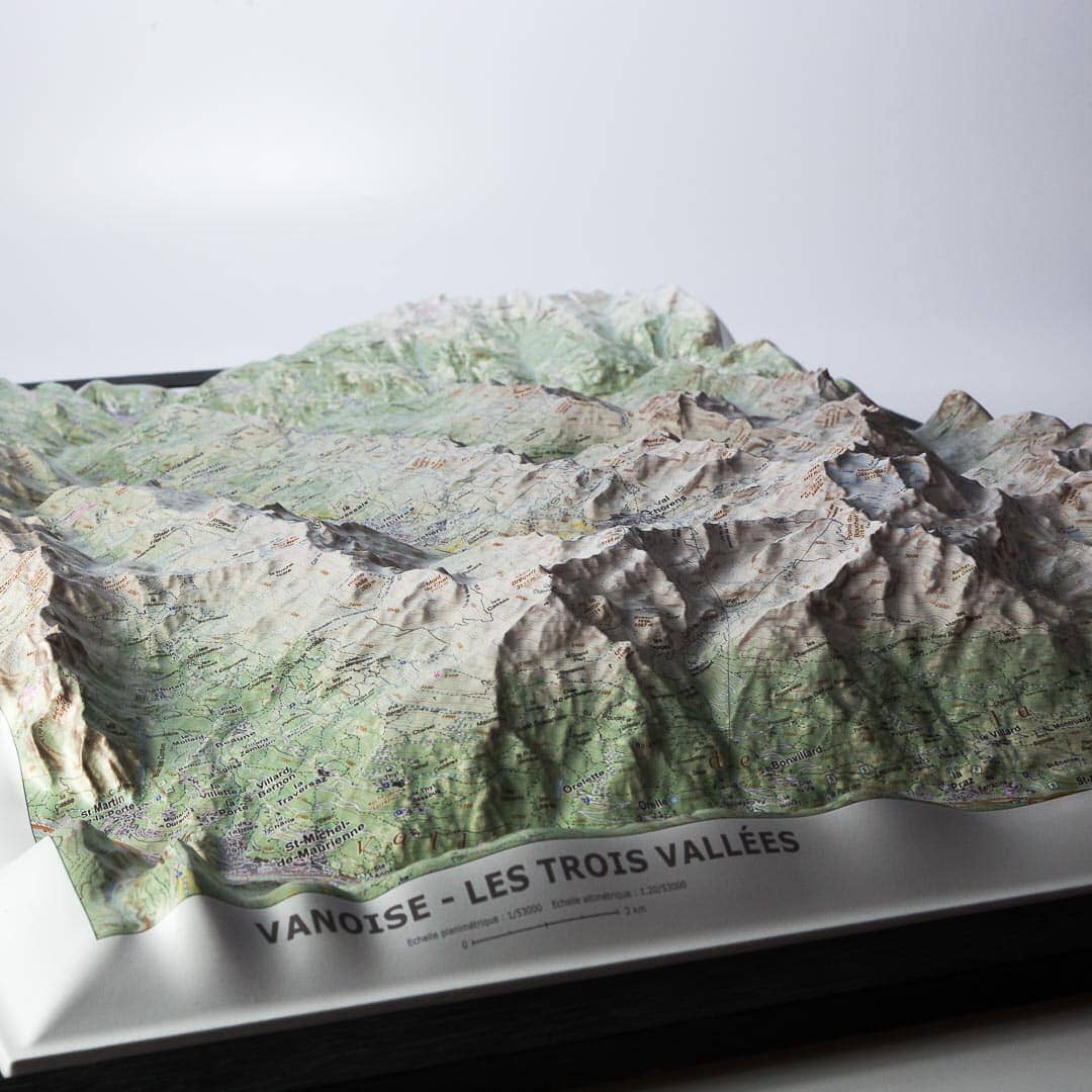 Carte en relief - Vanoise : Les 3 Vallées - 50 x 70 x 7 cm | Dénivelés Editions carte en relief Dénivelés Editions 