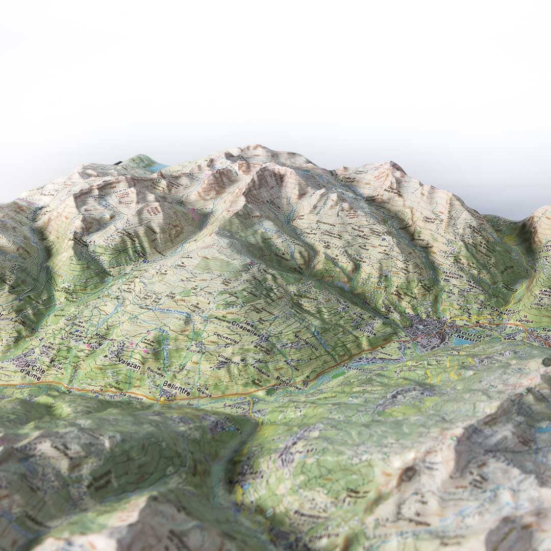 Carte en relief - Vanoise, Les Arcs, La Plagne - 50 x 70 x 7 cm | Dénivelés Editions carte en relief Dénivelés Editions 