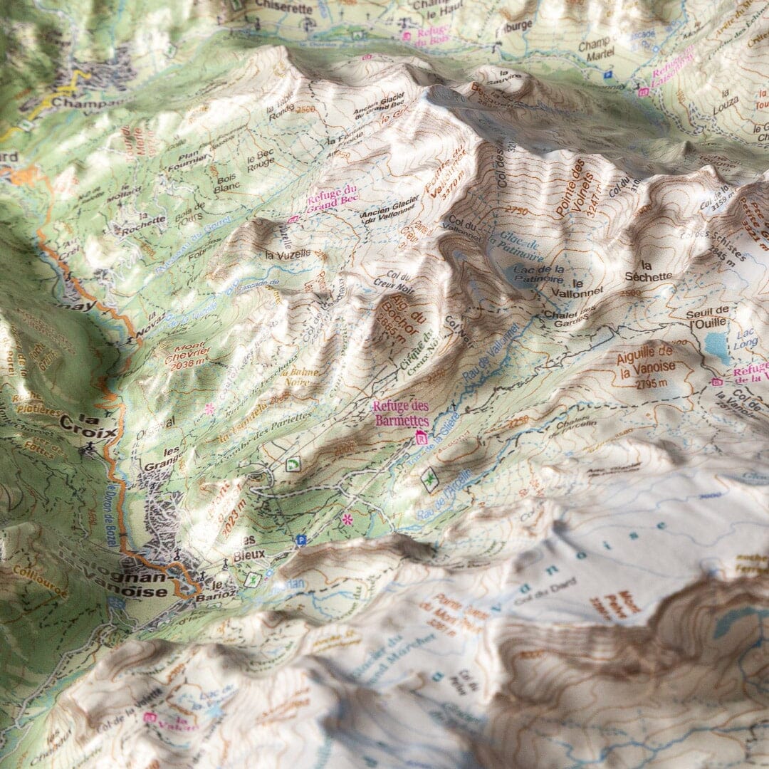 Carte en relief - Vanoise : Les Glaciers - 50 x 70 cm | Dénivelés Editions carte en relief Dénivelés Editions 