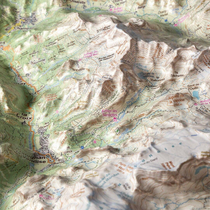 Carte en relief - Vanoise : Les Glaciers - 50 x 70 cm | Dénivelés Editions carte en relief Dénivelés Editions 