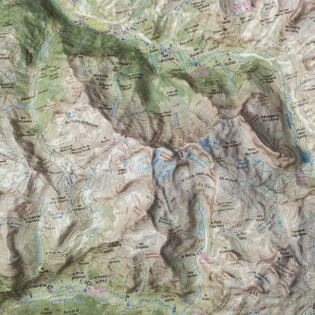 Carte en relief - Vanoise, Tignes, Val d'Isère - 70 x 50 x 7 cm | Dénivelés Editions carte en relief Dénivelés Editions 